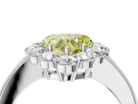 White gold Fancy Yellow Heart Cut Cut Halo Diamond Pavé Engagement Ring with Milgrain Detailing_4