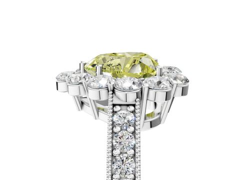 White gold Fancy Yellow Heart Cut Cut Halo Diamond Pavé Engagement Ring with Milgrain Detailing_5