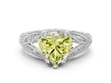 White gold Fancy Yellow Heart Cut Cut Milgrain Pave Diamond Engagement Ring with Four-Prong Setting_3