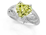 White gold Fancy Yellow Heart Cut Cut Milgrain Pave Diamond Engagement Ring with Four-Prong Setting_4