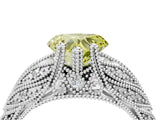 White gold Fancy Yellow Heart Cut Cut Milgrain Pave Diamond Engagement Ring with Four-Prong Setting_7