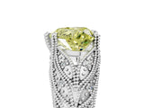 White gold Fancy Yellow Heart Cut Cut Milgrain Pave Diamond Engagement Ring with Four-Prong Setting_8