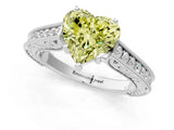 White gold Fancy Yellow Heart Cut Cut Pave Band Milgrain Solitaire Ring_1