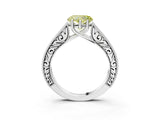 White gold Fancy Yellow Heart Cut Cut Pave Band Milgrain Solitaire Ring_3