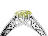White gold Fancy Yellow Heart Cut Cut Pave Band Milgrain Solitaire Ring_4
