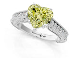 White gold Fancy Yellow Heart Cut Cut Pave Band Milgrain Solitaire Ring_7