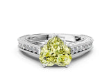 White gold Fancy Yellow Heart Cut Cut Pave Band Milgrain Solitaire Ring_8