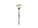 White gold Fancy Yellow Heart Cut Diamond Brilliant Solitaire Ring with Pavé Band and Four-Prong Setting_2