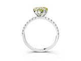 White gold Fancy Yellow Heart Cut Diamond Brilliant Solitaire Ring with Pavé Band and Four-Prong Setting_3
