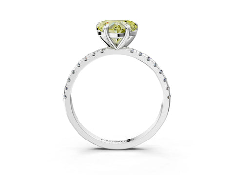 White gold Fancy Yellow Heart Cut Diamond Brilliant Solitaire Ring with Pavé Band and Four-Prong Setting_3