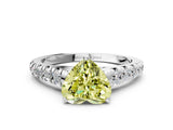 White gold Fancy Yellow Heart Cut Diamond Cathedral Solitaire Ring with Round  Pavé Band_238