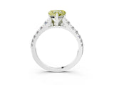 White gold Fancy Yellow Heart Cut Diamond Cathedral Solitaire Ring with Round  Pavé Band_241
