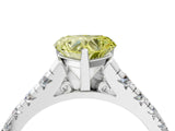 White gold Fancy Yellow Heart Cut Diamond Cathedral Solitaire Ring with Round  Pavé Band_242