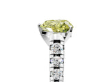White gold Fancy Yellow Heart Cut Diamond Cathedral Solitaire Ring with Round  Pavé Band_243