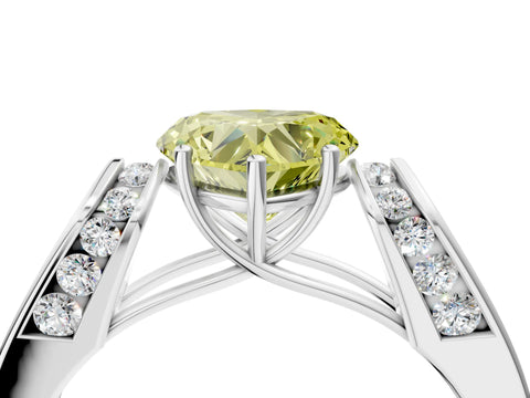 White gold Fancy Yellow Heart Cut Diamond Channel Set Solitaire Ring with Four-Prong Setting_31