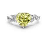 White gold Fancy Yellow Heart Cut Diamond Cluster Pavé Band with Four-Prong Setting_12