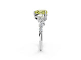 White gold Fancy Yellow Heart Cut Diamond Cluster Pavé Band with Four-Prong Setting_14