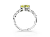 White gold Fancy Yellow Heart Cut Diamond Cluster Pavé Band with Four-Prong Setting_15