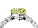 White gold Fancy Yellow Heart Cut Diamond Cluster Pavé Band with Four-Prong Setting_16