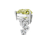 White gold Fancy Yellow Heart Cut Diamond Cluster Pavé Band with Four-Prong Setting_32