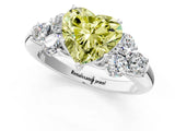 White gold Fancy Yellow Heart  Cut Diamond Cluster Ring with Round Accent Stones and Prong Setting on a Classic Band_50