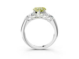 White gold Fancy Yellow Heart  Cut Diamond Cluster Ring with Round Accent Stones and Prong Setting on a Classic Band_51
