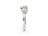 White gold Fancy Yellow Heart  Cut Diamond Cluster Ring with Round Accent Stones and Prong Setting on a Classic Band_51