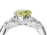 White gold Fancy Yellow Heart  Cut Diamond Cluster Ring with Round Accent Stones and Prong Setting on a Classic Band_53