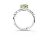 White gold Fancy Yellow Heart Cut Diamond Cluster Side Stone Solitaire Ring with Prong Setting_76