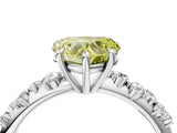 White gold Fancy Yellow Heart Cut Diamond Cluster Side Stone Solitaire Ring with Prong Setting_81