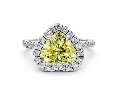 White gold Fancy Yellow Heart Cut Diamond Cushion Halo Ring with Pavé Band_12