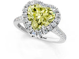 White gold Fancy Yellow Heart Cut Diamond Cushion Halo Ring with Pavé Band_13