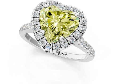 White gold Fancy Yellow Heart Cut Diamond Cushion Halo Ring with Pavé Band_13