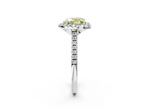 White gold Fancy Yellow Heart Cut Diamond Cushion Halo Ring with Pavé Band_14