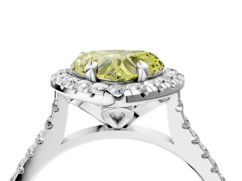 White gold Fancy Yellow Heart Cut Diamond Cushion Halo Ring with Pavé Band_16