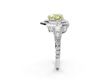 White gold Fancy Yellow Heart Cut Diamond Double Halo Ring with Pavé Band and Prong Setting_106