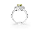 White gold Fancy Yellow Heart Cut Diamond Double Halo Ring with Pavé Band and Prong Setting_107