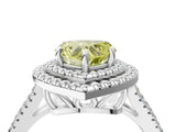 White gold Fancy Yellow Heart Cut Diamond Double Halo Ring with Pavé Band and Prong Setting_85