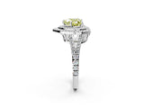 White gold Fancy Yellow Heart Cut Diamond Double Halo Ring with Pavé Band and Prong Setting_89