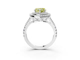 White gold Fancy Yellow Heart Cut Diamond Double Halo Ring with Pavé Band and Prong Setting_90