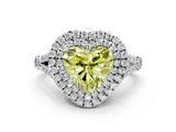 White gold Fancy Yellow Heart Cut Diamond Double Halo Ring with Split Shank and Prong Setting_27