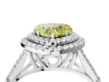 White gold Fancy Yellow Heart Cut Diamond Double Halo Ring with Split Shank and Prong Setting_31
