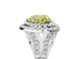 White gold Fancy Yellow Heart Cut Diamond Double Halo Ring with Split Shank and Prong Setting_32