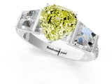 White gold Fancy Yellow Heart Cut Diamond Engagement Ring with Baguette Side Stones and Channel Set Band_33