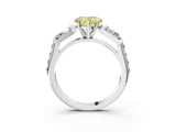 White gold Fancy Yellow Heart Cut Diamond Engagement Ring with Baguette Side Stones and Channel Set Band_35