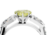 White gold Fancy Yellow Heart Cut Diamond Engagement Ring with Baguette Side Stones and Channel Set Band_36