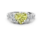 White gold Fancy Yellow Heart  Cut Diamond Engagement Ring with Bezel Set Round Side Stones and Prong Setting_49