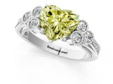 White gold Fancy Yellow Heart  Cut Diamond Engagement Ring with Bezel Set Round Side Stones and Prong Setting_50