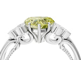 White gold Fancy Yellow Heart  Cut Diamond Engagement Ring with Bezel Set Round Side Stones and Prong Setting_53