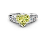 White gold Fancy Yellow Heart  Cut Diamond Engagement Ring with Pavé Band and Four-Prong Setting_3